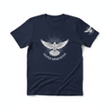 Navy blue t-shirt with Deeper Impartation dove logo