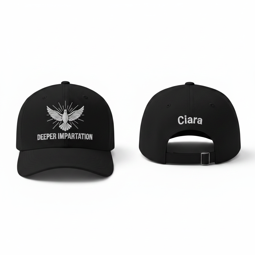 Deeper Impartation Dove Cap in Black with Ciara on back