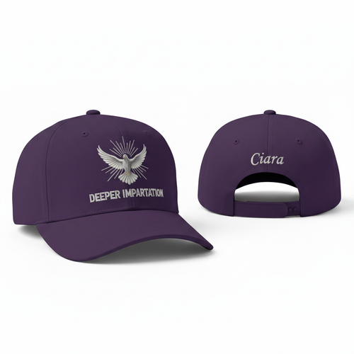Deeper Impartation Dove Cap in Purple with Ciara on back